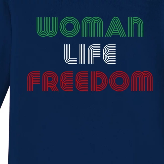 Wo Life Freedom Iran Protest Slogan Gift Baby Long Sleeve Bodysuit