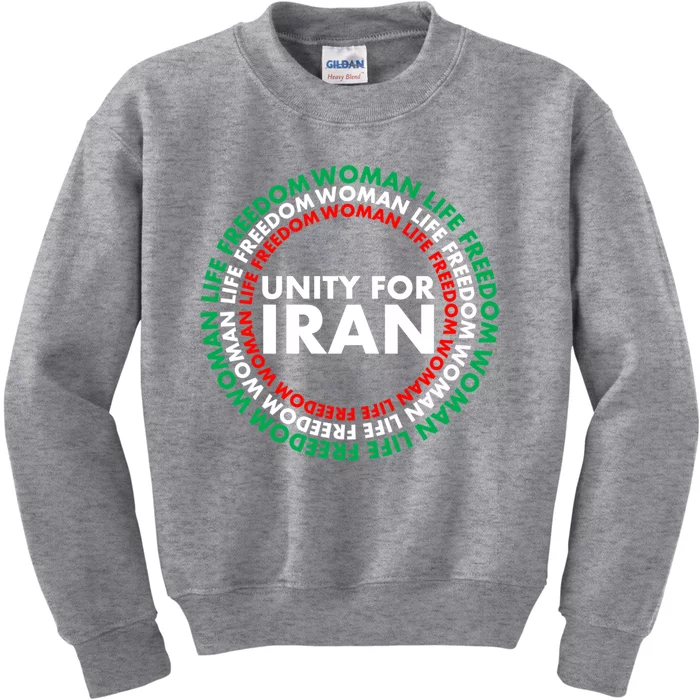 Wo Life Freedom Iran Unity For Iran Gift Kids Sweatshirt