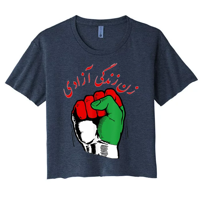 WOMEN LIFE FREEDOM, Iranian Flag Wo of Iran Women's Crop Top Tee