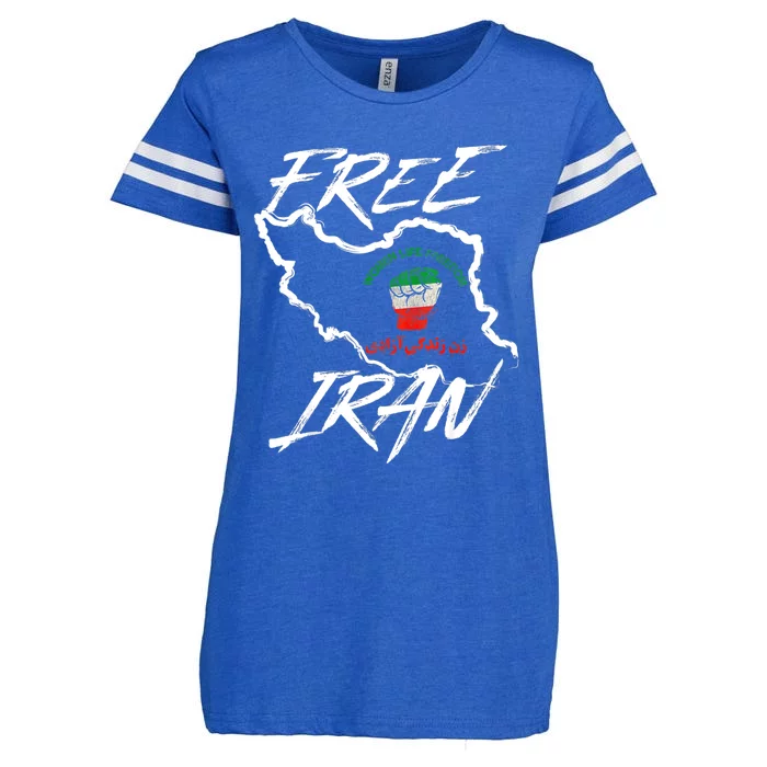 Women Life Freedom Vintage Iranian Distressed Free Iran Enza Ladies Jersey Football T-Shirt