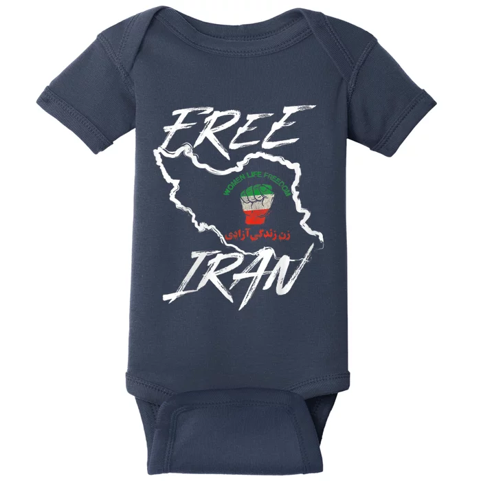 Wo Life Freedom Vintage Iranian Distressed Free Iran Baby Bodysuit