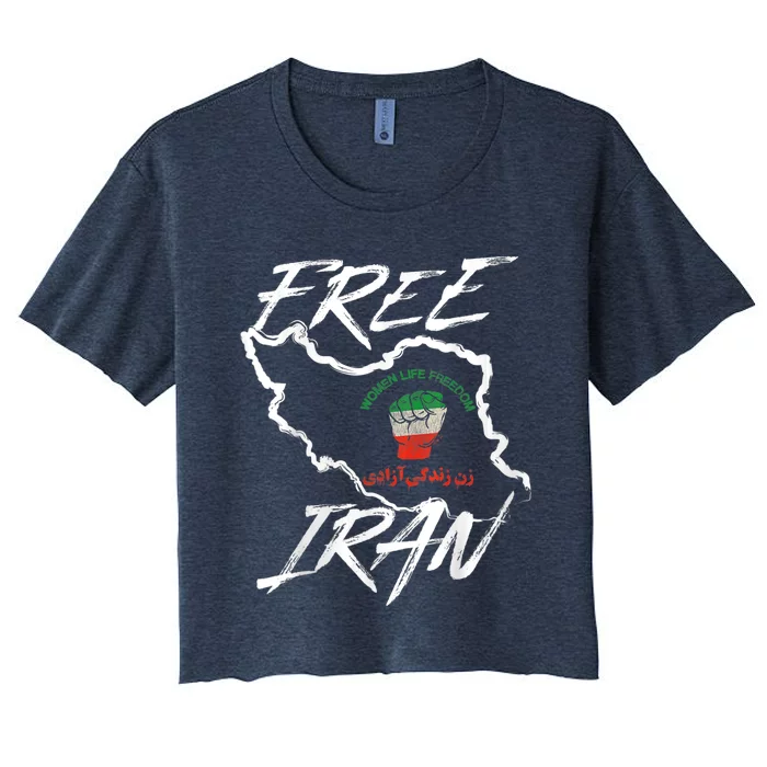 Wo Life Freedom Vintage Iranian Distressed Free Iran Women's Crop Top Tee