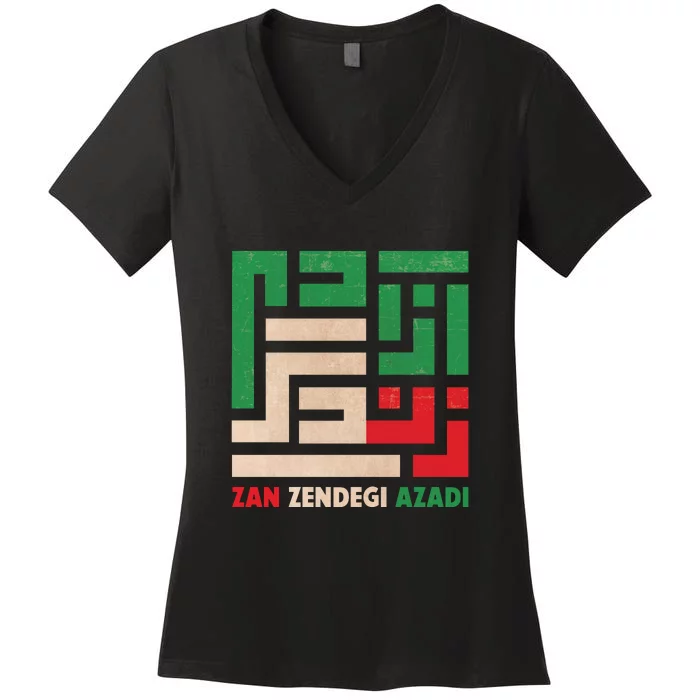 Women Life Freedom Mahsa Amini Zan Zendegi Azadi Iran Women's V-Neck T-Shirt