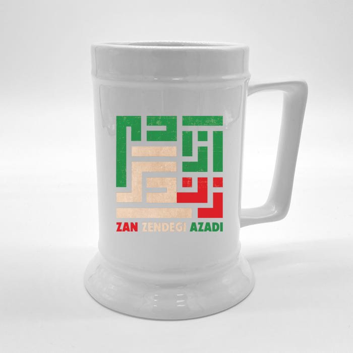 Women Life Freedom Mahsa Amini Zan Zendegi Azadi Iran Front & Back Beer Stein