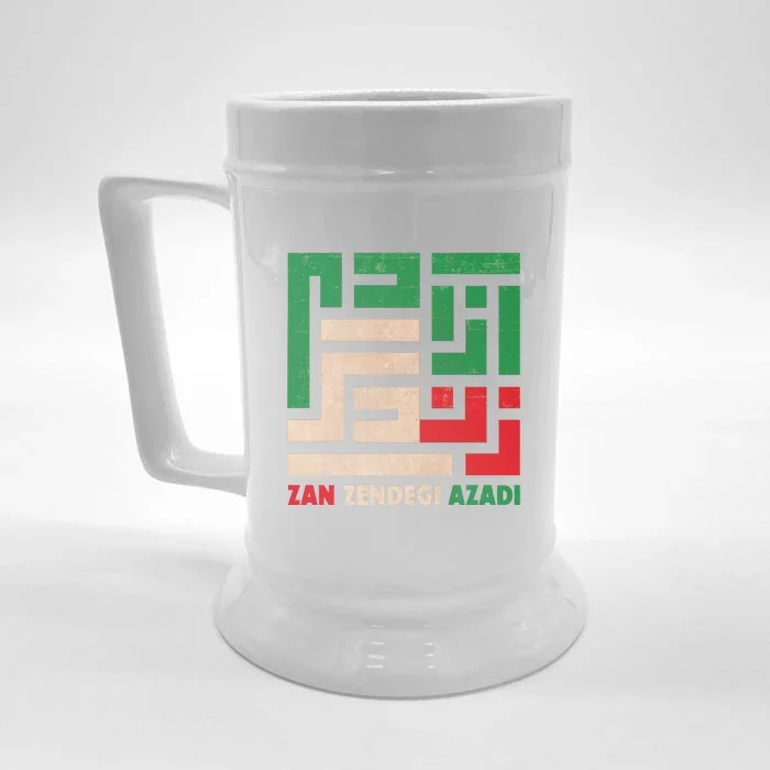 Women Life Freedom Mahsa Amini Zan Zendegi Azadi Iran Front & Back Beer Stein