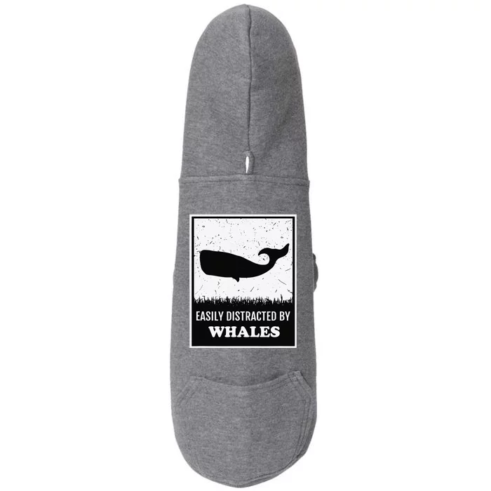 Whale Lover Funny Cetology Easily Distracted By Whales Ocean Doggie 3-End Fleece Hoodie