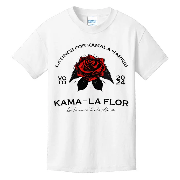 Wo Latinos For Kamala La Flor Tenemos Tanto Amor Kids T-Shirt