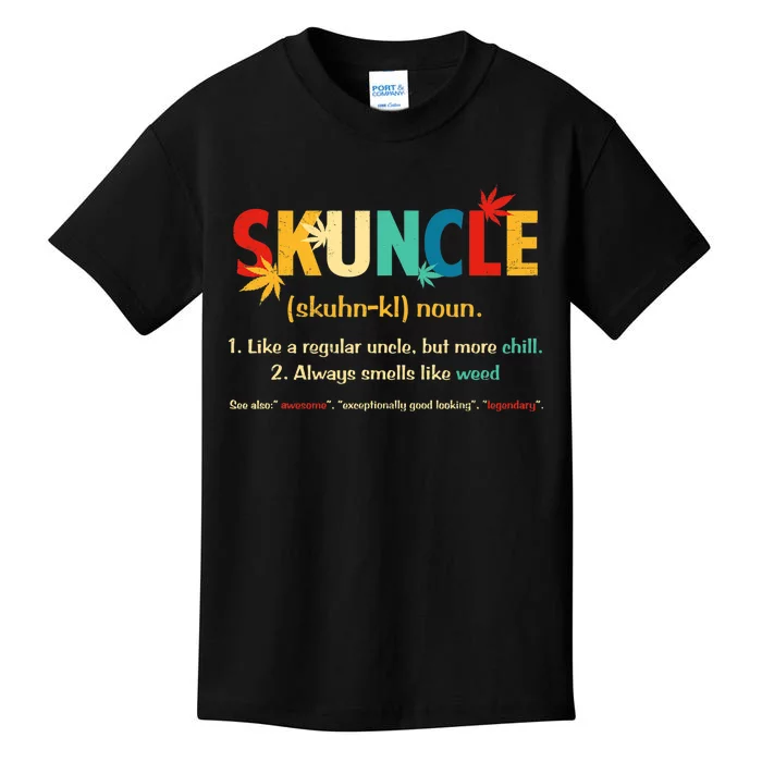 Weed Lover Fun Uncle Weed Smoker Skuncle Marijuana Cannabis Kids T-Shirt