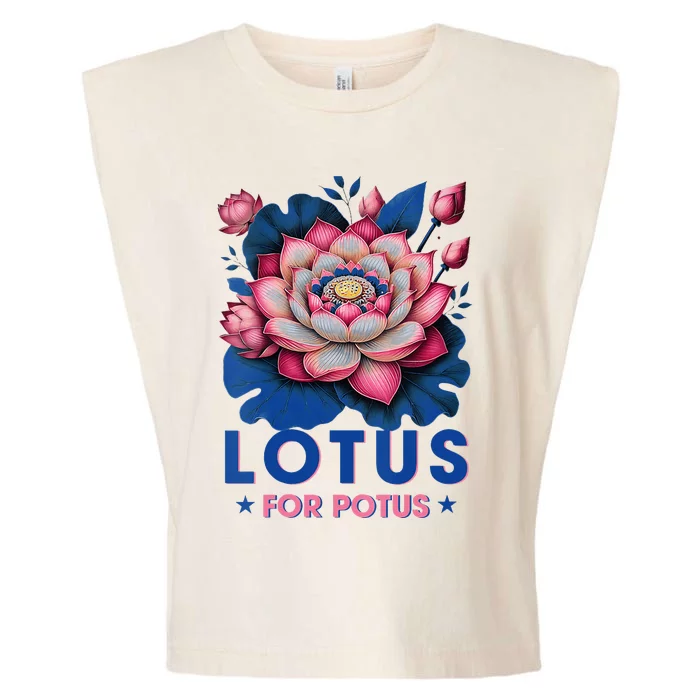 Wo Lotus For Potus Kamala Harris 2024 Garment-Dyed Women's Muscle Tee