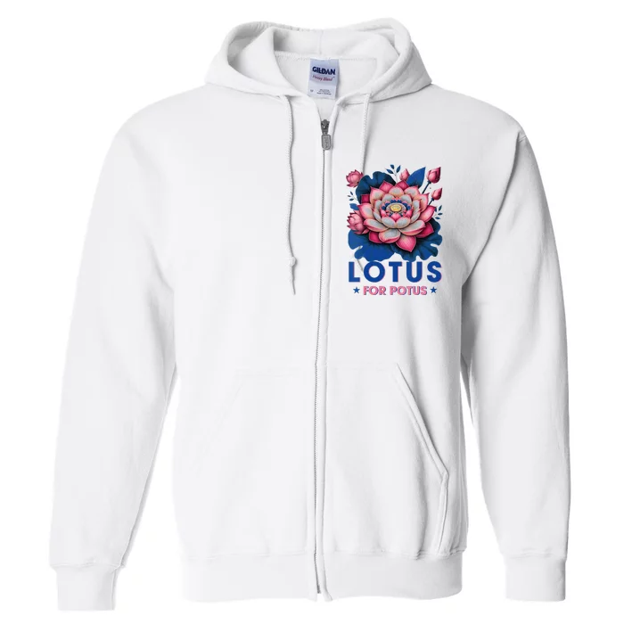 Wo Lotus For Potus Kamala Harris 2024 Full Zip Hoodie