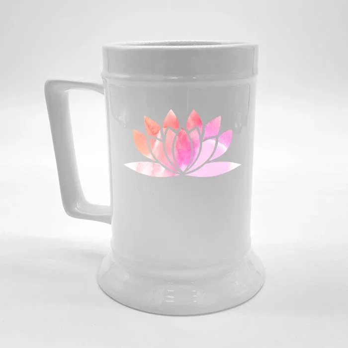 Watercolor Lotus Flower Gift Yoga Floral Front & Back Beer Stein