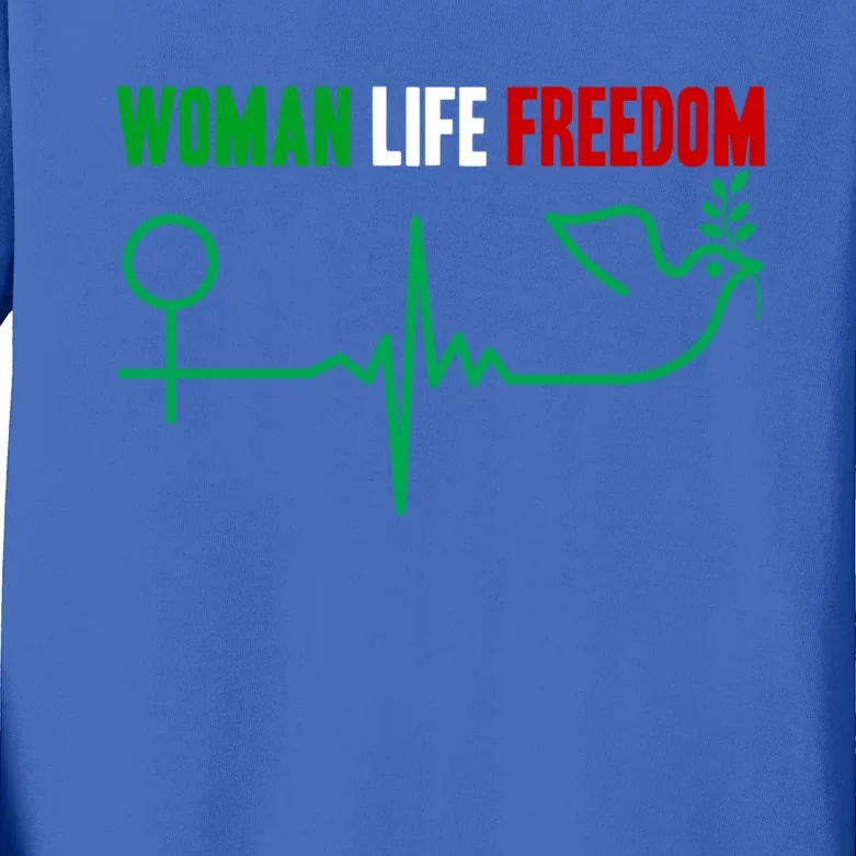 Wo Life Freedom Zan Zendegi Azadi Support Of Iran Gift Kids Long Sleeve Shirt