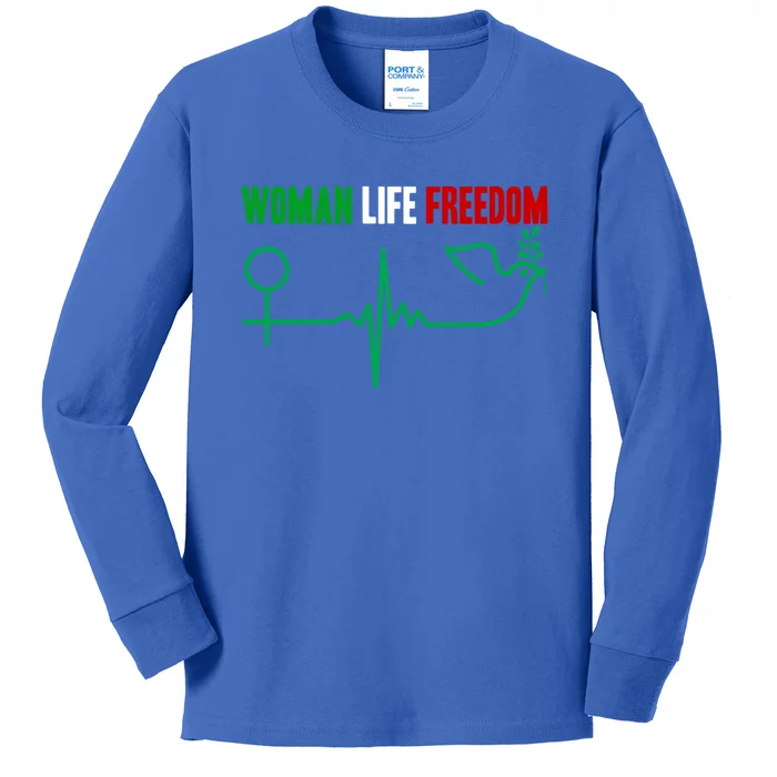 Wo Life Freedom Zan Zendegi Azadi Support Of Iran Gift Kids Long Sleeve Shirt