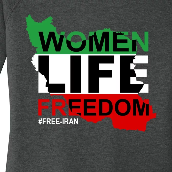 Women Life Freedom Free Iran Women's Perfect Tri Tunic Long Sleeve Shirt