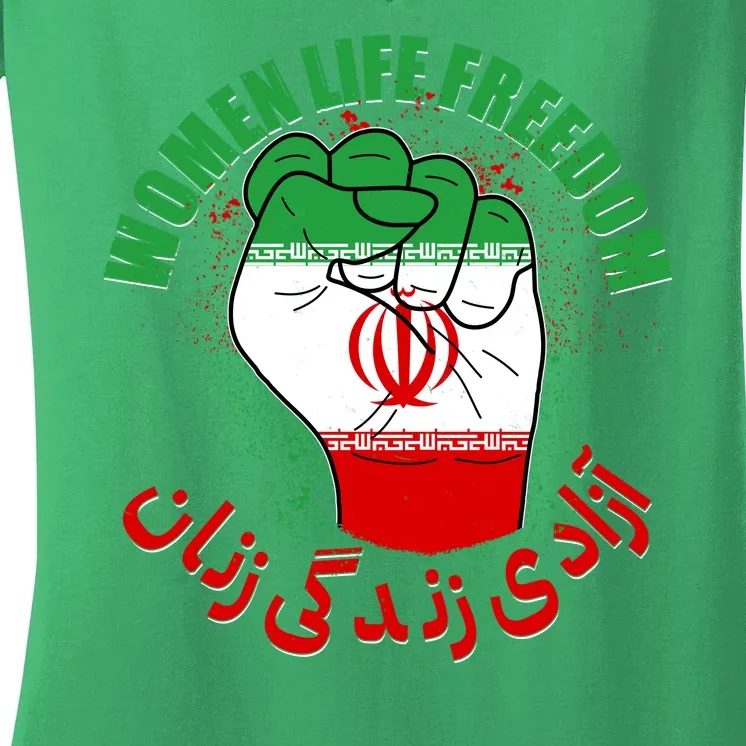 Women Life Freedom Rise With The Women Of Iran Mahsa Amini Women's V-Neck T-Shirt