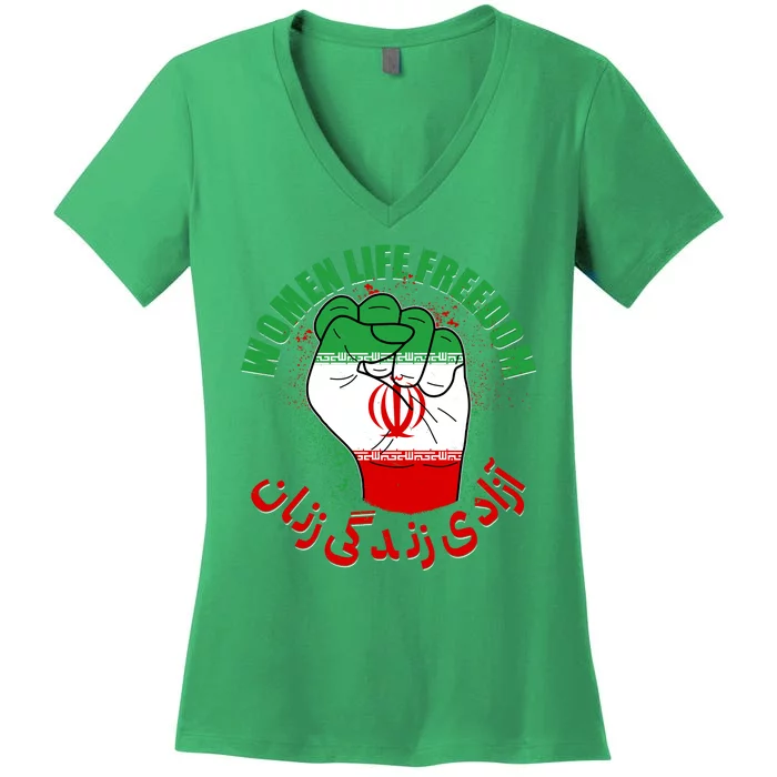 Women Life Freedom Rise With The Women Of Iran Mahsa Amini Women's V-Neck T-Shirt