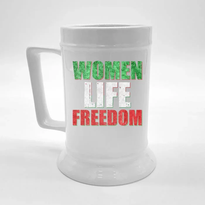 Women Life Freedom Mahsa Amini Rise With The Women Of Iran Front & Back Beer Stein