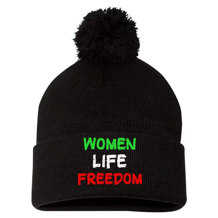 Women Life Freedom Vintage Design Pom Pom 12in Knit Beanie