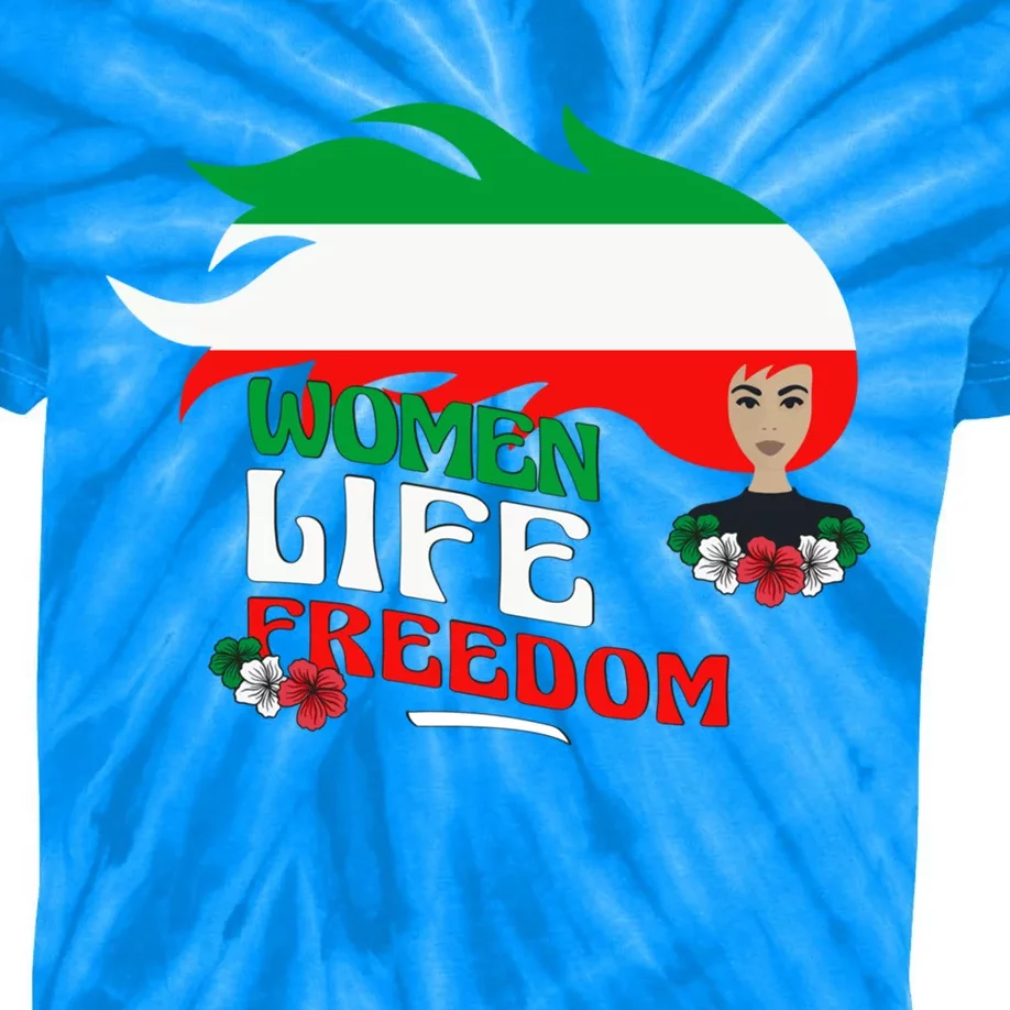 Wo Life Freedom Gift Cute Iranian Gift Kids Tie-Dye T-Shirt