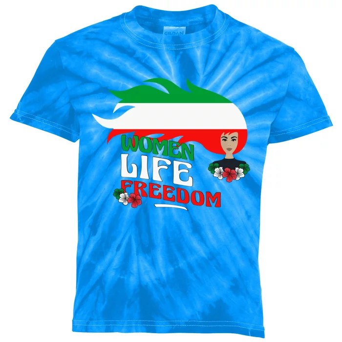 Wo Life Freedom Gift Cute Iranian Gift Kids Tie-Dye T-Shirt