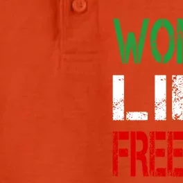 Wo Life Freedom Gift Red White Green Distressed Letters Funny Gift Dry Zone Grid Performance Polo