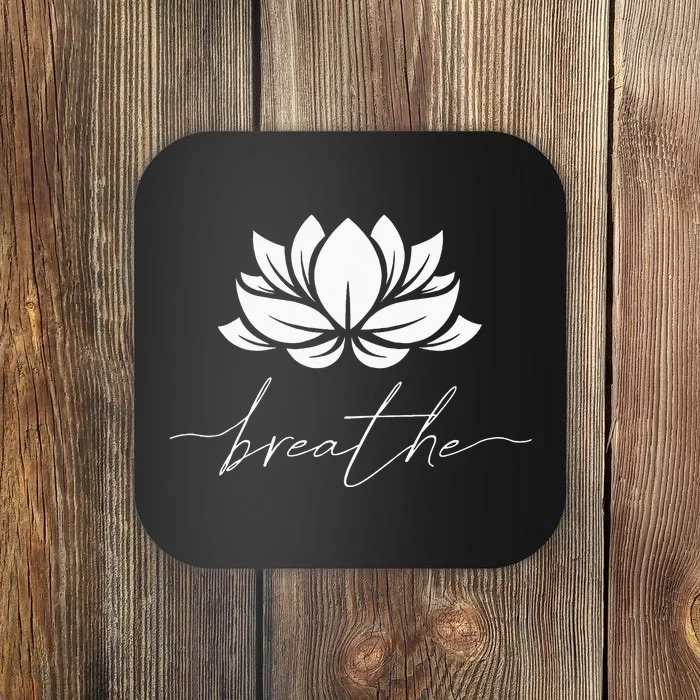 Womens Lotus Flower Line Art Summer Breathe Meditation Yoga Blossom Coaster