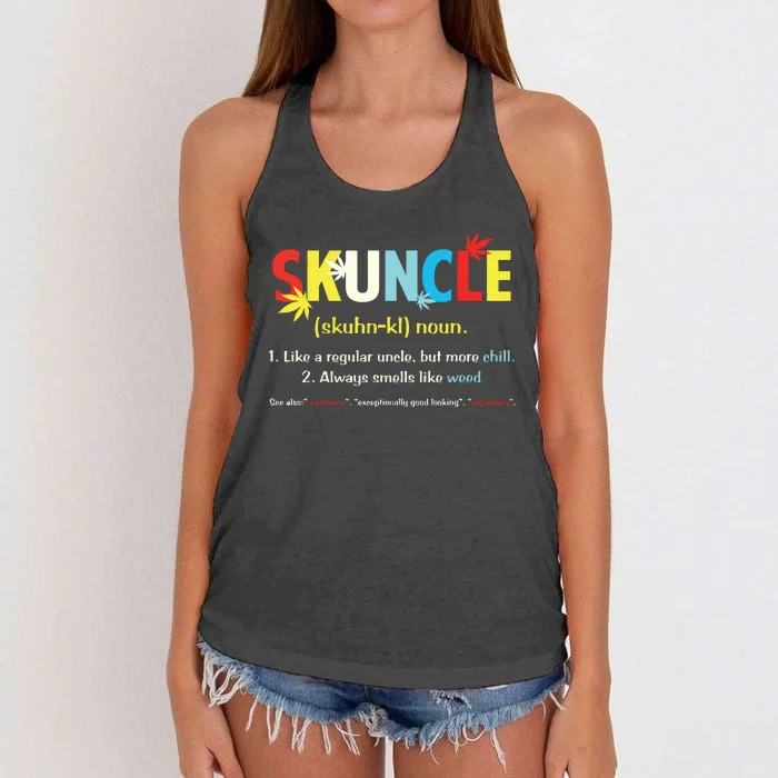 Weed Lover Fun Uncle Weed Smoker Skuncle Marijuana Cannabis Women's Knotted Racerback Tank