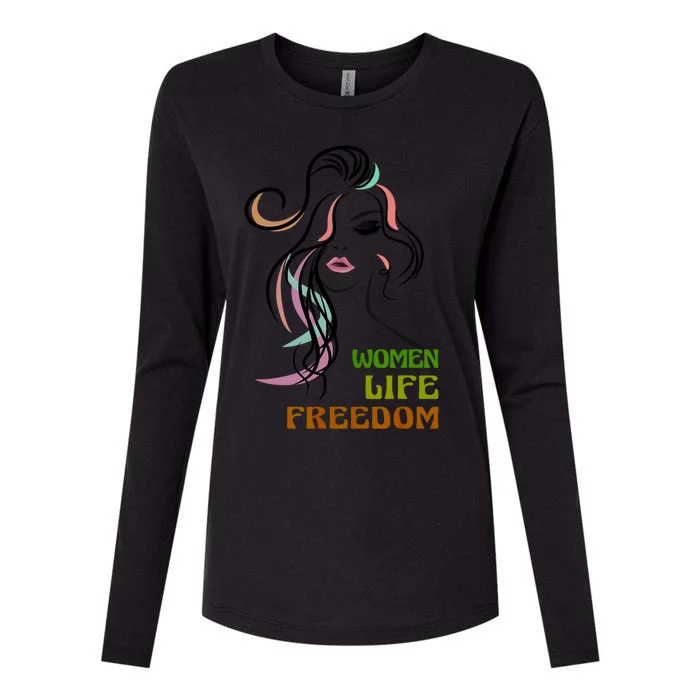 Wo Life Freedom Iran Feminist Vintage Gift Womens Cotton Relaxed Long Sleeve T-Shirt