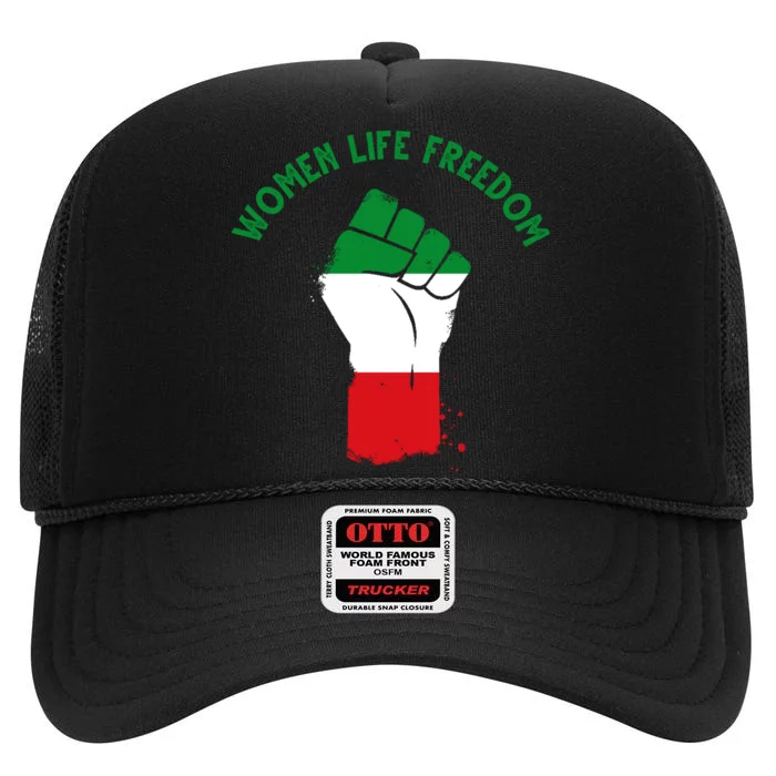 Women Life Freedom High Crown Mesh Trucker Hat