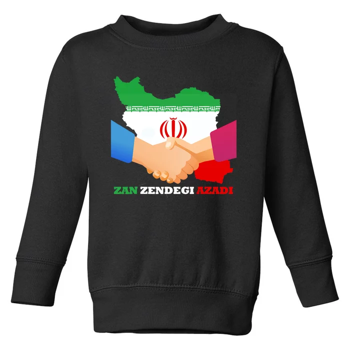 Woman Life Freedom Iran Zan Zendegi Azadi Persian Support Toddler Sweatshirt