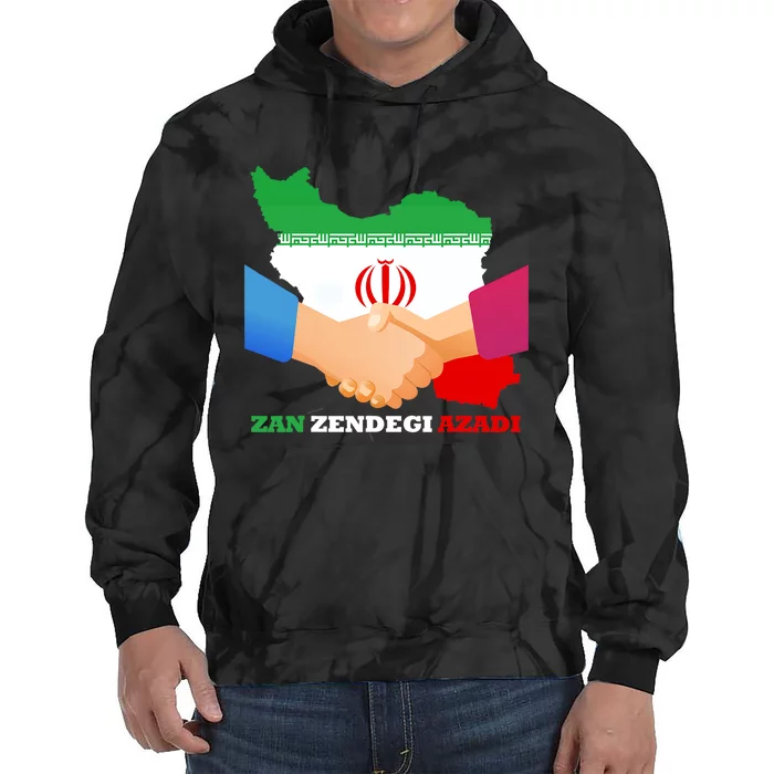 Woman Life Freedom Iran Zan Zendegi Azadi Persian Support Tie Dye Hoodie