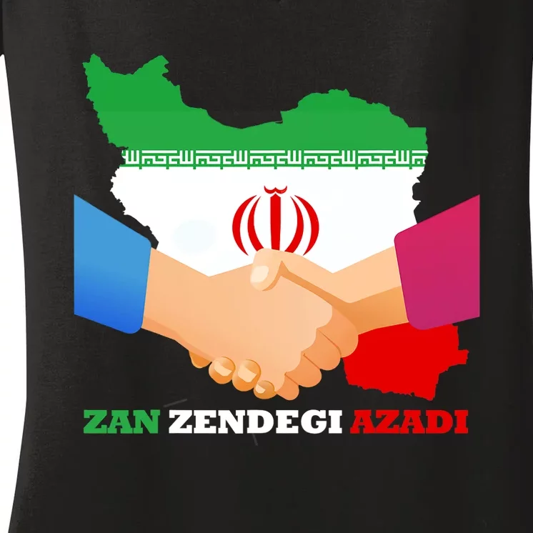 Woman Life Freedom Iran Zan Zendegi Azadi Persian Support Women's V-Neck T-Shirt