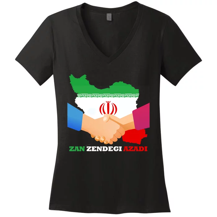 Woman Life Freedom Iran Zan Zendegi Azadi Persian Support Women's V-Neck T-Shirt