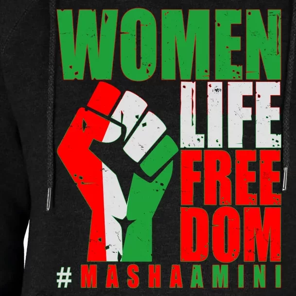 Women Life Freedom #Masha Amini Women Of Iran Womens Funnel Neck Pullover Hood