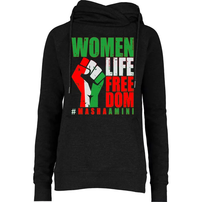 Women Life Freedom #Masha Amini Women Of Iran Womens Funnel Neck Pullover Hood