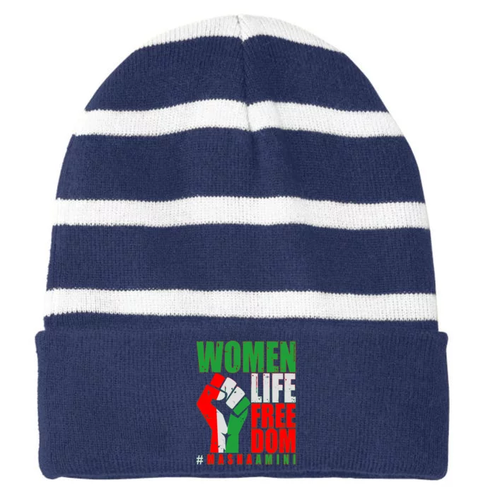 Women Life Freedom #Masha Amini Women Of Iran Striped Beanie with Solid Band