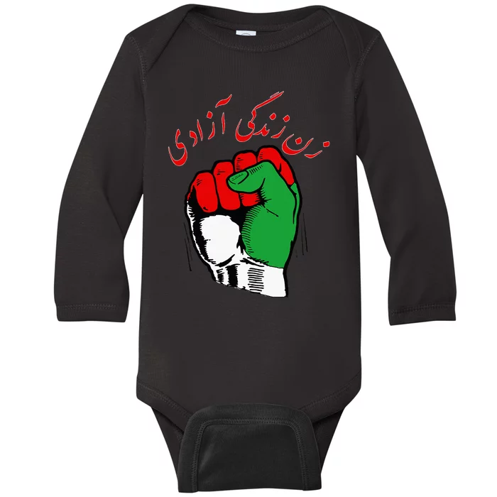 Women Life Freedom Iranian Flag Women Of Iran Baby Long Sleeve Bodysuit