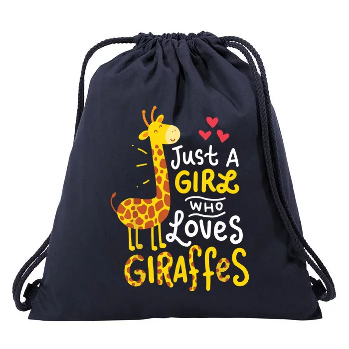 Who Loves Giraffes Cute Giraffe Lover Drawstring Bag