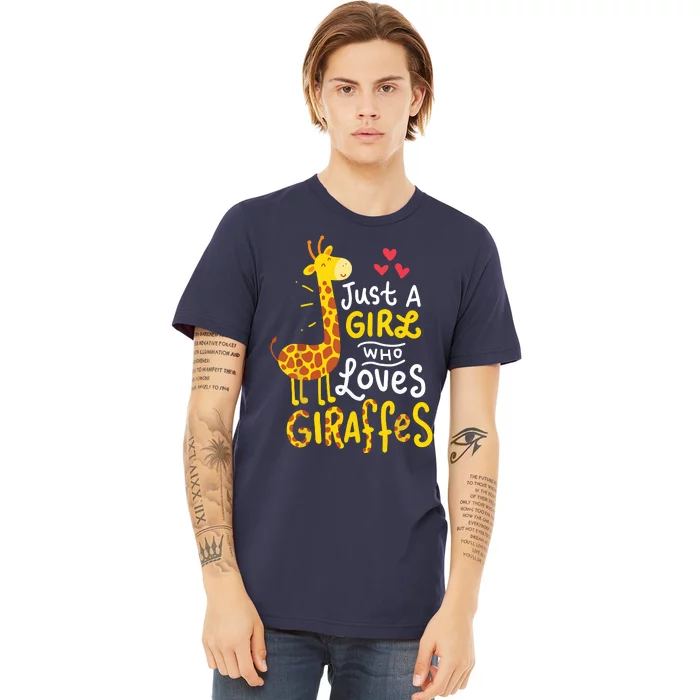 Who Loves Giraffes Cute Giraffe Lover Premium T-Shirt