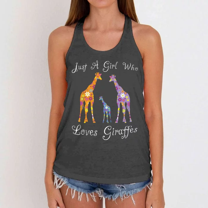 Who Loves Giraffes Funny Cute Giraffes Women's Knotted Racerback Tank