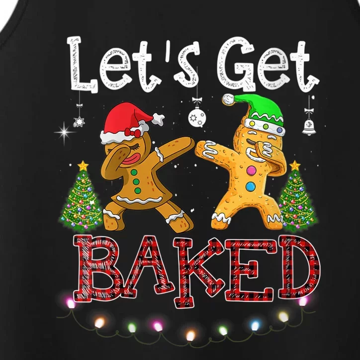 Wo Let's Get Baked Cookie Baking Gingerbread Plaid Christmas Performance Tank