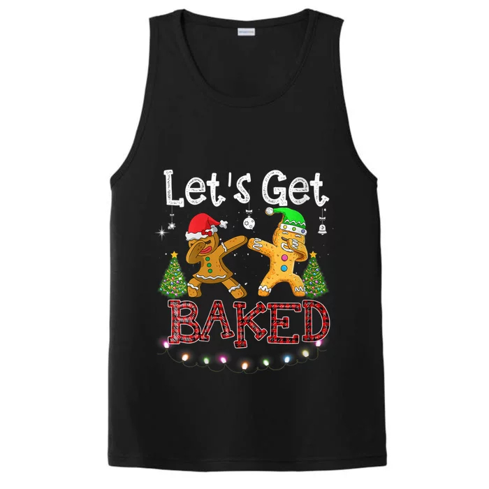 Wo Let's Get Baked Cookie Baking Gingerbread Plaid Christmas Performance Tank