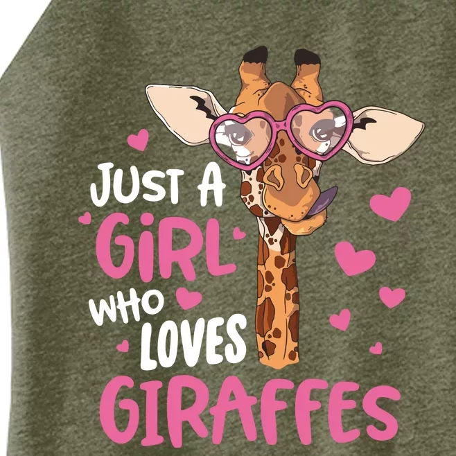 Who Loves Giraffes Cute Giraffe Lover Women’s Perfect Tri Rocker Tank