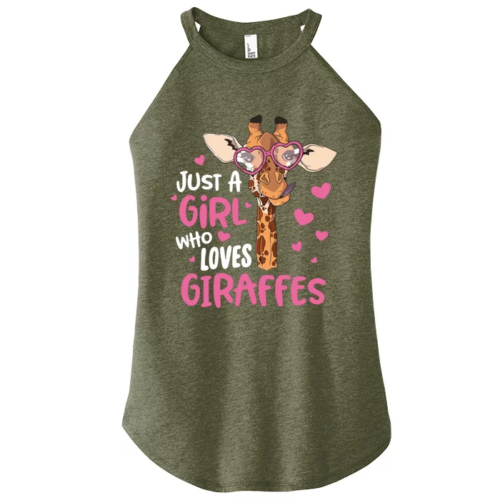 Who Loves Giraffes Cute Giraffe Lover Women’s Perfect Tri Rocker Tank