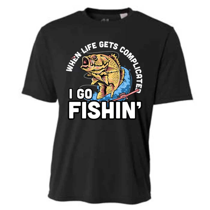 When Life Gets Complicated I Go Fishin Funny Fishing Cooling Performance Crew T-Shirt