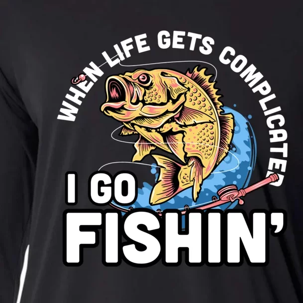 When Life Gets Complicated I Go Fishin Funny Fishing Cooling Performance Long Sleeve Crew