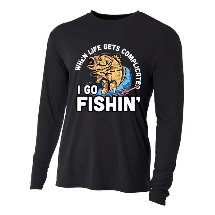 When Life Gets Complicated I Go Fishin Funny Fishing Cooling Performance Long Sleeve Crew