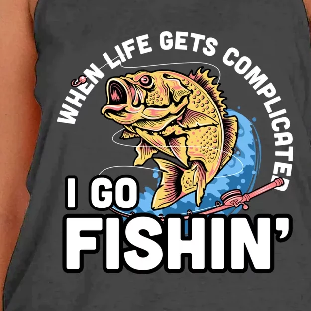 When Life Gets Complicated I Go Fishin Funny Fishing Women's Knotted Racerback Tank