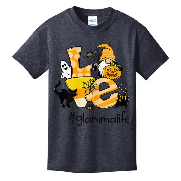 Wo Love Glamma Life Gnome Pumpkin Halloween Costume Kids T-Shirt