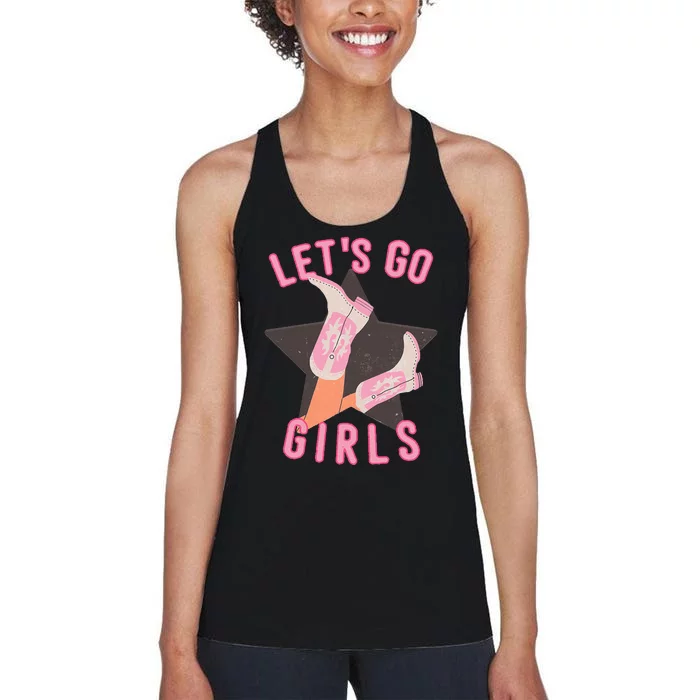 Western Lets Go Girl Bridal Bachelorette Party Matching Women's Racerback Tank